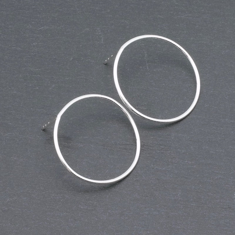 Lot de 2 Créoles Boucles d&#39;oreilles 20mm clous en argent massif 925