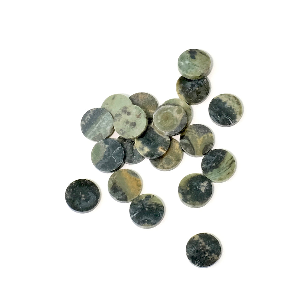 Cabochon rond 6mm plat en pierre naturelle Jaspe Vert