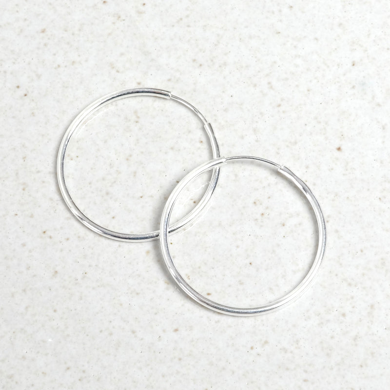 2 boucles d'oreilles créoles 20mm en argent 925