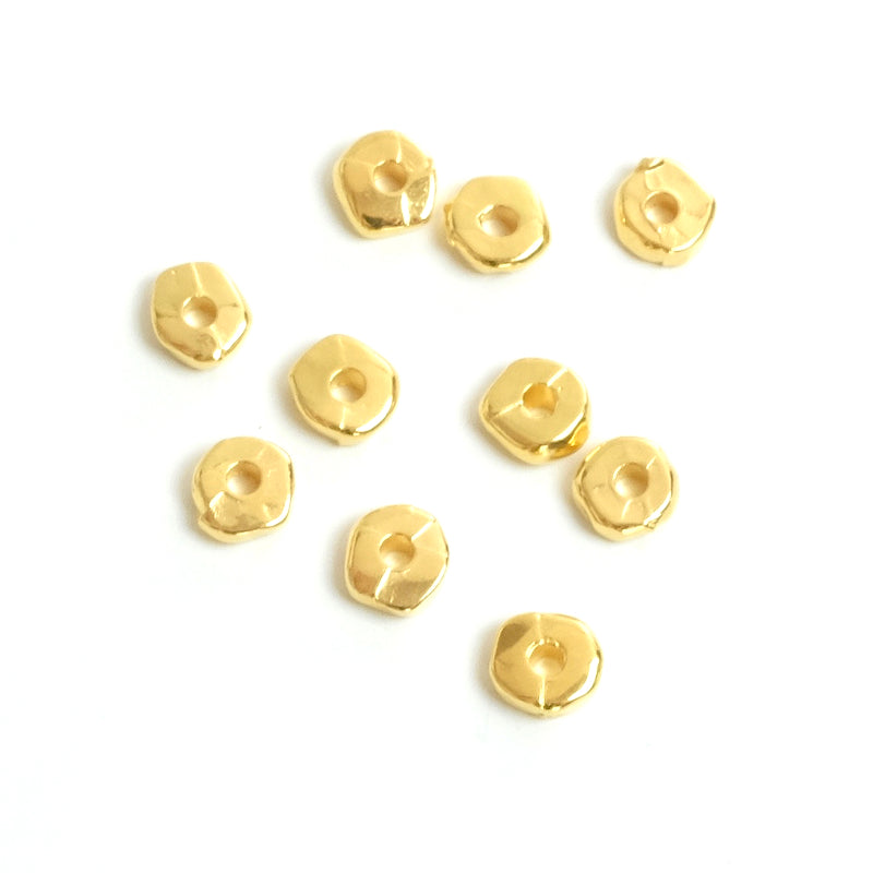 10 perles rondelles 5mm en métal Zamak doré à l&#39;or fin 24K