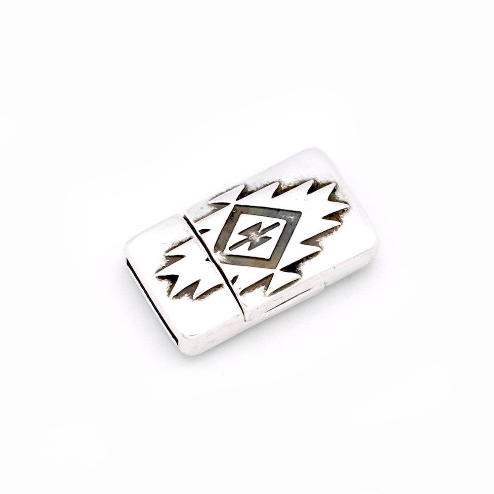 Fermoir aimanté rectangle Boho en Zamak argenté pour lanière 10mm