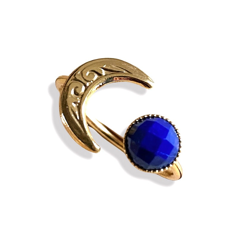 Bague ajustable Lune pour Cabochon 6mm Plaquée Or 24K (3 microns)