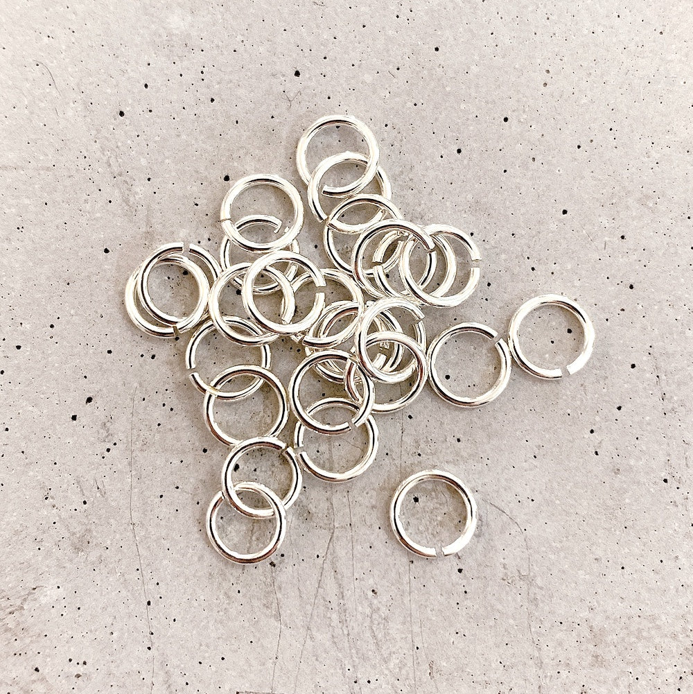 10 offene Ringe 6 mm x 0,8 mm aus massivem 925er Silber